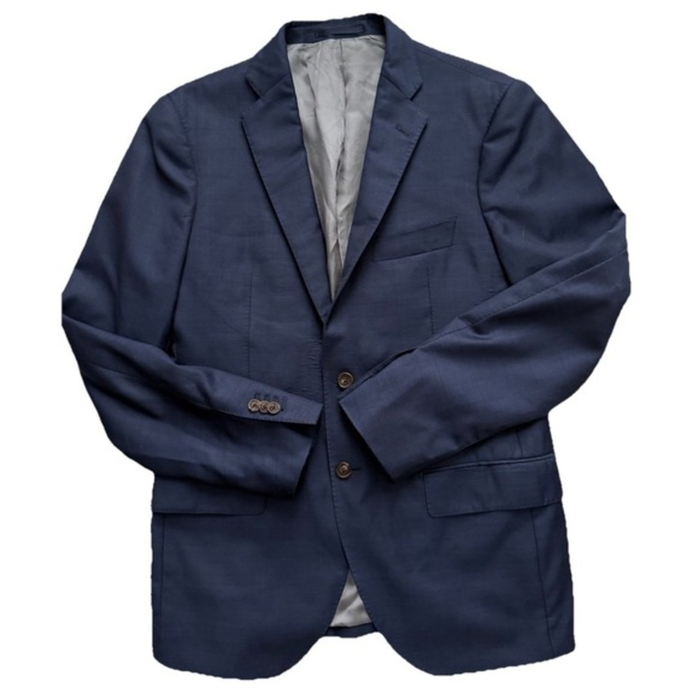 Proper Cloth Mens Navy Blue Wool Sharkskin Perennial Custom Fit‎ Blazer Jacket